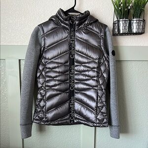 Calvin Klein Silver and Gray Puffer Jacket